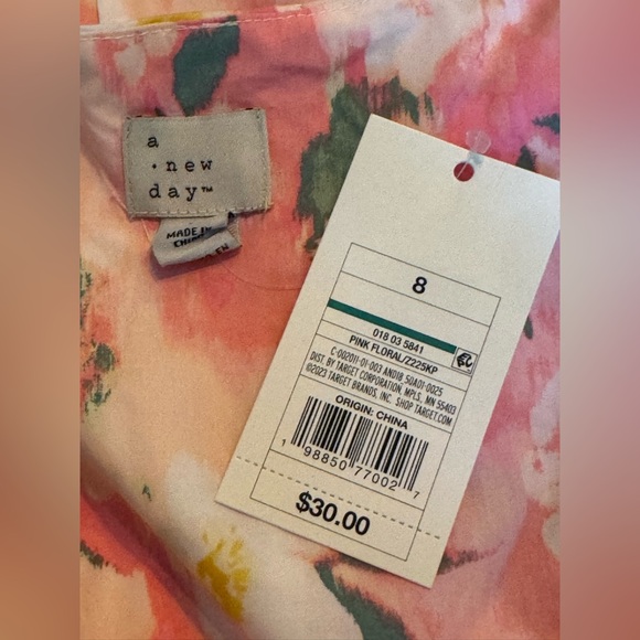 A New Day Pink and Yellow Floral Dress NWT - Picture 7 of 7